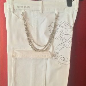 BeBe Cotton embellished white pant.
